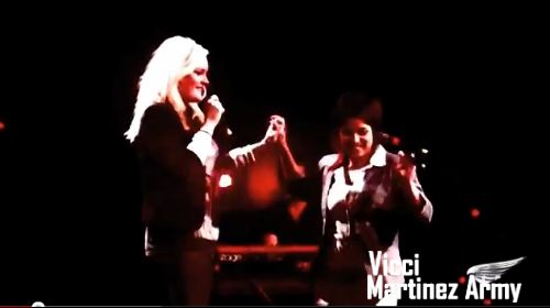 Vicci Martinez singing with Emily Valentine
